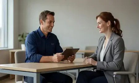 Customer discussing car shipping options in Melville, Rhode Island, United States