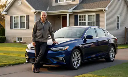 Customer with their delivered car in Pawtucket, Rhode Island, United States