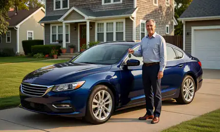 Car delivered to a driveway in Pawtucket, Rhode Island, United States