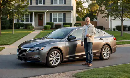 Car delivered to a driveway in Warwick, Rhode Island, United States