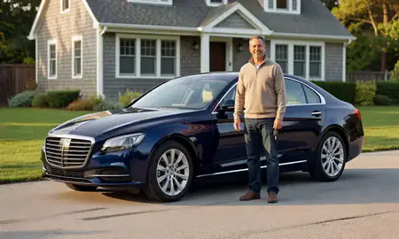 Car delivered to a driveway in Watch Hill, Rhode Island, United States