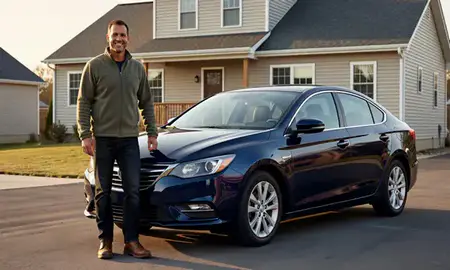 Customer with their delivered car in Wyoming, Rhode Island, United States