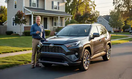 Car delivered to a driveway in Wyoming, Rhode Island, United States