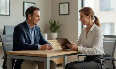 Customer discussing car shipping options in Wyoming, Rhode Island, United States