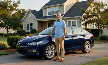 Customer with their delivered car in South Carolina, United States