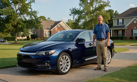 Car delivered to a driveway in South Carolina, United States