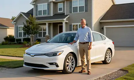 Customer with their delivered car in Anderson, South Carolina, United States