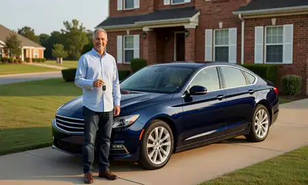 Car delivered to a driveway in Anderson, South Carolina, United States
