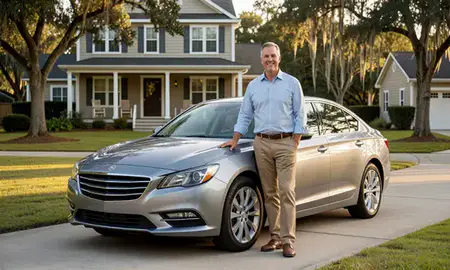 Customer with their delivered car in Bluffton, South Carolina, United States
