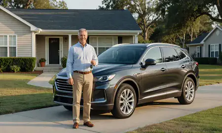 Car delivered to a driveway in Bluffton, South Carolina, United States