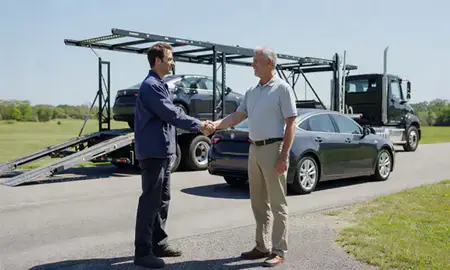 Vehicle owner beside their delivered car in Bluffton, South Carolina, United States