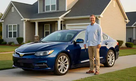Car delivered to a driveway in Carolina Forest, South Carolina, United States