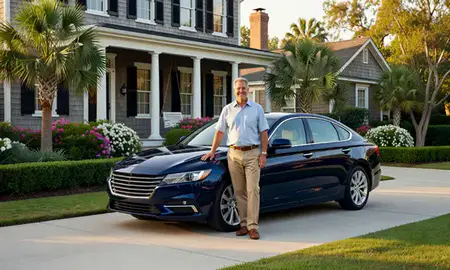 Customer with their delivered car in Charleston, South Carolina, United States
