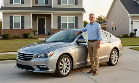 Customer with their delivered car in Columbia, South Carolina, United States