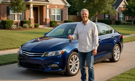 Car delivered to a driveway in Columbia, South Carolina, United States
