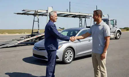 Vehicle owner beside their delivered car in Columbia, South Carolina, United States