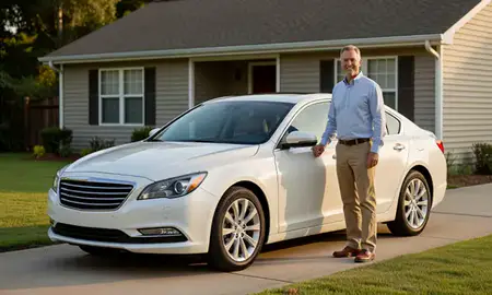 Customer with their delivered car in Conway, South Carolina, United States