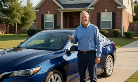 Car delivered to a driveway in Conway, South Carolina, United States