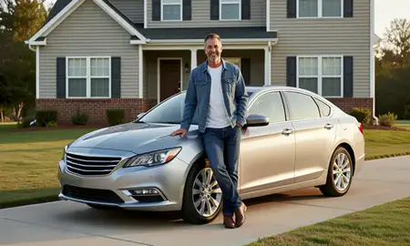 Customer with their delivered car in Easley, South Carolina, United States