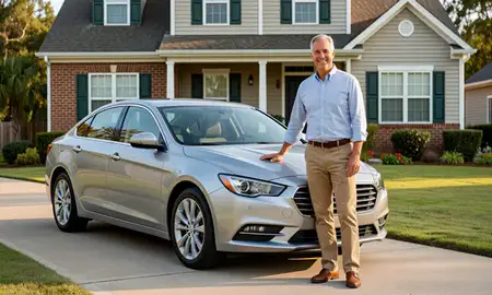 Customer with their delivered car in Florence, South Carolina, United States