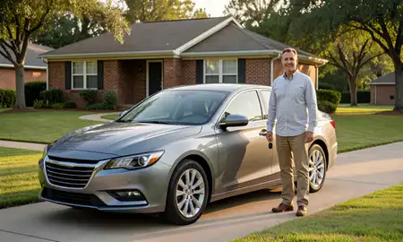 Car delivered to a driveway in Florence, South Carolina, United States