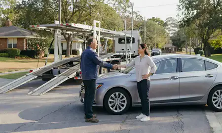 Vehicle owner beside their delivered car in Florence, South Carolina, United States