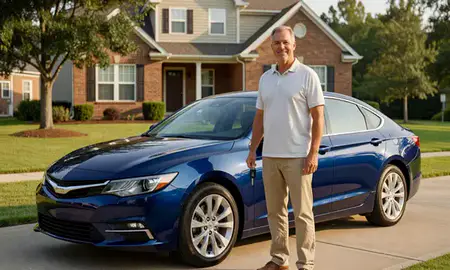 Car delivered to a driveway in Goose Creek, South Carolina, United States