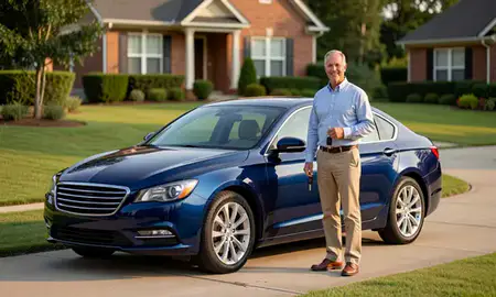Car delivered to a driveway in Greenville, South Carolina, United States
