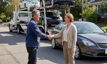 Vehicle owner beside their delivered car in Greenwood, South Carolina, United States