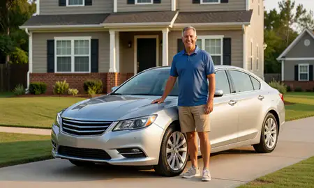 Customer with their delivered car in Greer, South Carolina, United States