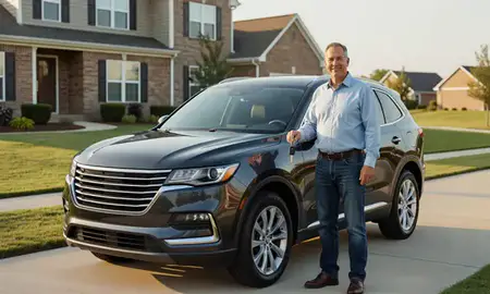 Car delivered to a driveway in Greer, South Carolina, United States