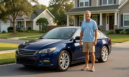 Car delivered to a driveway in Hilton Head Island, South Carolina, United States