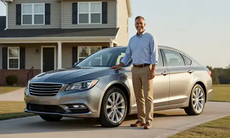 Customer with their delivered car in Lexington, South Carolina, United States