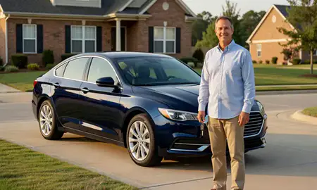 Car delivered to a driveway in Lexington, South Carolina, United States
