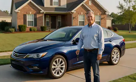 Car delivered to a driveway in Mauldin, South Carolina, United States
