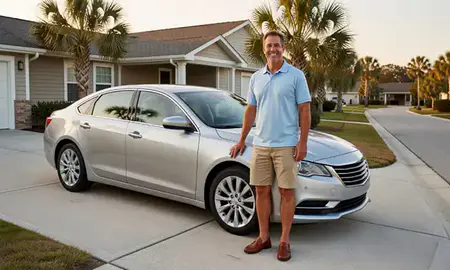 Customer with their delivered car in Myrtle Beach, South Carolina, United States