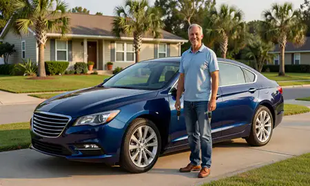 Car delivered to a driveway in Myrtle Beach, South Carolina, United States