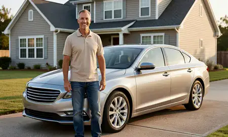 Customer with their delivered car in North Augusta, South Carolina, United States