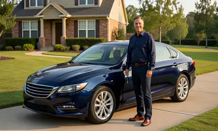 Car delivered to a driveway in North Augusta, South Carolina, United States