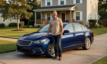 Customer with their delivered car in North Charleston, South Carolina, United States