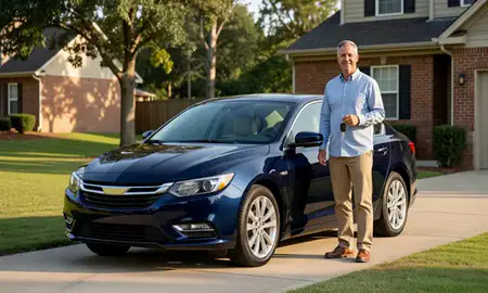 Car delivered to a driveway in Rock Hill, South Carolina, United States