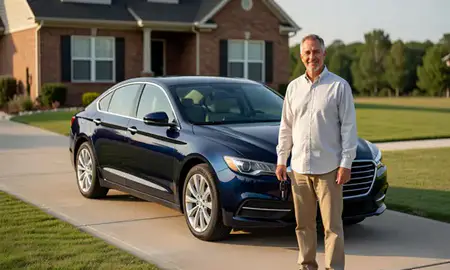 Car delivered to a driveway in Simpsonville, South Carolina, United States
