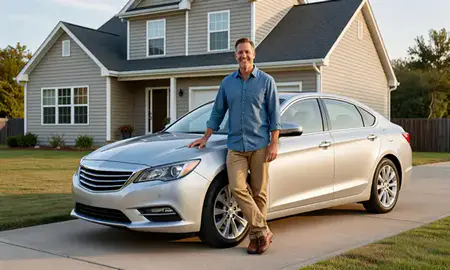 Customer with their delivered car in Spartanburg, South Carolina, United States
