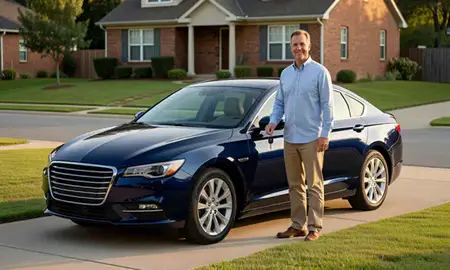 Car delivered to a driveway in Spartanburg, South Carolina, United States