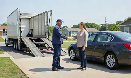 Vehicle owner beside their delivered car in Spartanburg, South Carolina, United States