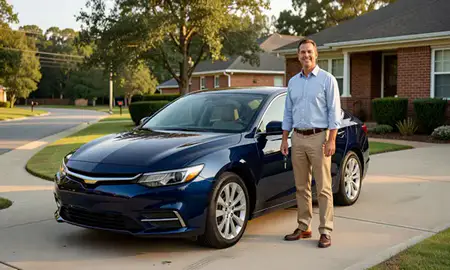 Car delivered to a driveway in St. Andrews, South Carolina, United States