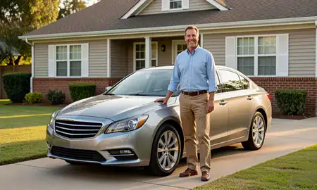 Customer with their delivered car in Sumter, South Carolina, United States