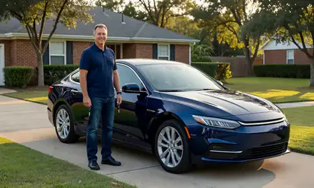 Car delivered to a driveway in Sumter, South Carolina, United States