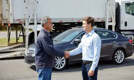 Vehicle owner beside their delivered car in Sumter, South Carolina, United States