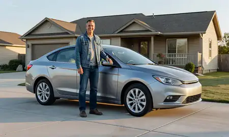 Customer with their delivered car in South Dakota, United States